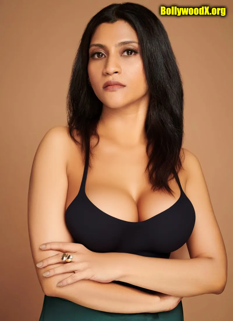 Konkona Sen Sharma black blouse cleavage fake