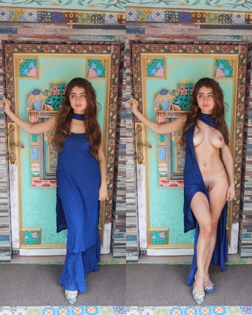 Aditi Bhatia blue dress naked sexy body pose trimmed pussy navel