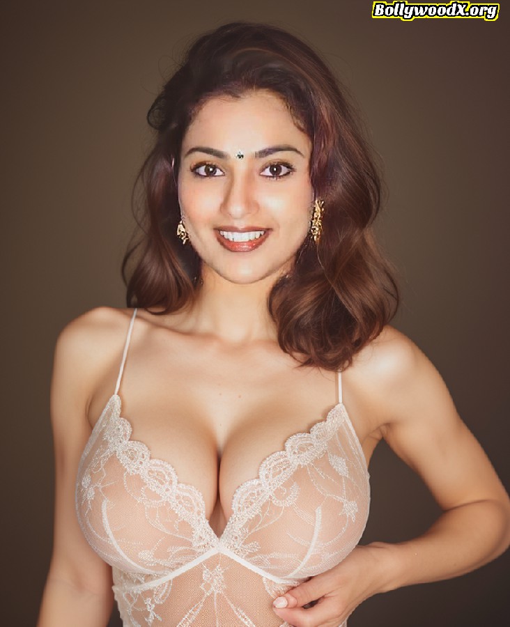 Meena deep cleavage sexy night dress lingerie pose
