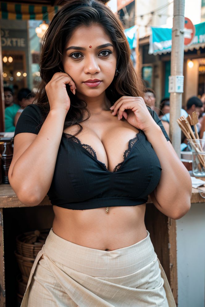 Raksha Gowda low neck busty blouse cleavage AI Desi Fake porn