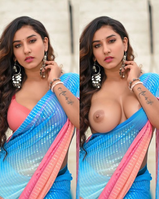 Vishnu Priya Bhimeneni saree removed bold shoot boobs nipple pussy