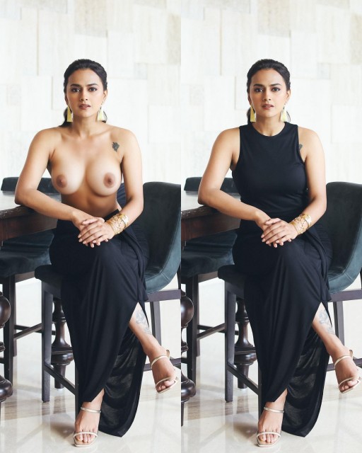 Shraddha Srinath topless boobs nipple black dress undressed